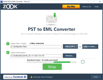 ZOOK PST to EML Converter screenshot