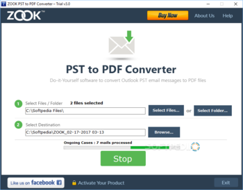 ZOOK PST to PDF Converter screenshot