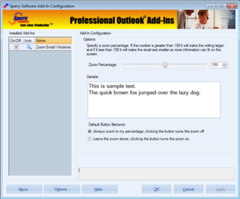 Zoom Email Windows for Outlook 2007/Outlook 2010  screenshot
