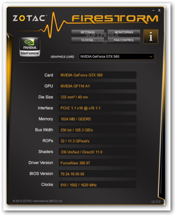 ZOTAC FireStorm screenshot