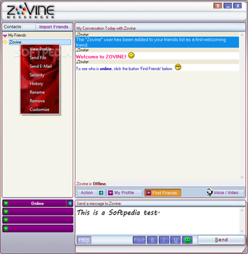 Zovine Messenger screenshot