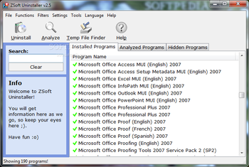 ZSoft Uninstaller screenshot