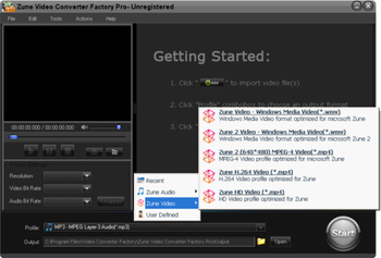 Zune Video Converter Factory Pro screenshot