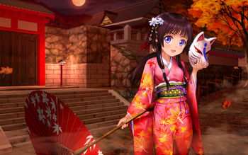 Anime Girl Kimono Umbrella screenshot