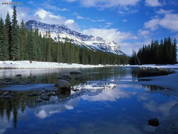 Bow River And Castle Mountain Alberta Canada screenshot