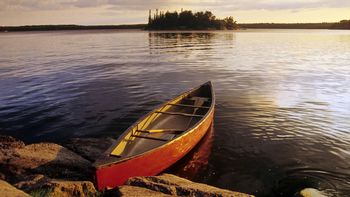 Canoe On Nutimik Lake, Whiteshell Provincial Park, Manitoba, Canada screenshot