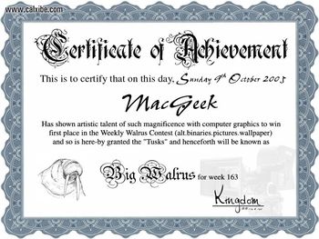 Certificate Of Achivement screenshot
