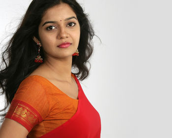 Colors Swathi in Red Saree screenshot