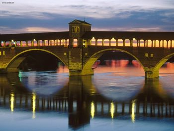 Covered Bridge Over The Ticino River Pavia Italy screenshot