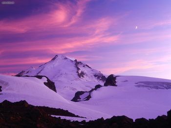 Crescent Moon Over Mount Baker At Sunset Washington screenshot