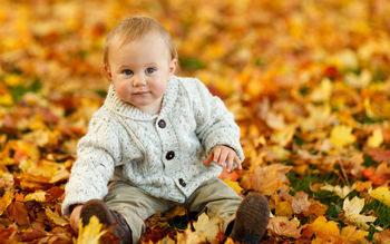 Cute Baby Boy Autumn Leaves screenshot