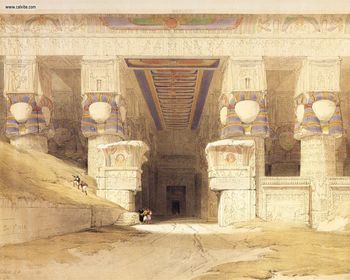 David Roberts - The Facade Of The Temple Of Hathor At Dendera screenshot
