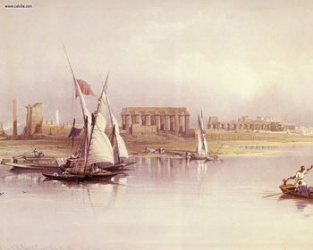 David Roberts - The Temple Of Luxor As Seen From The Nile screenshot