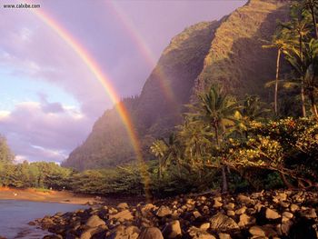 Double Rainbow Kee Beach Kauai Hawaii screenshot