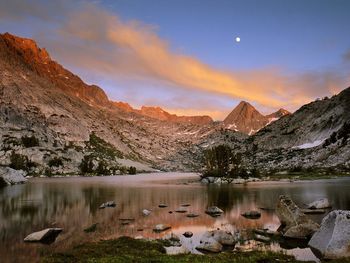 Full Moon Rising At Sunset Over Evolution Lake, Along The Jo screenshot