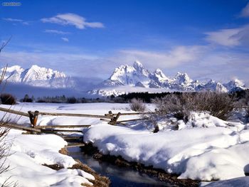 Grand Tetons In Winter Wyoming screenshot