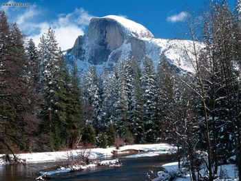 Half Dome In Winter Yosemite National Park California screenshot