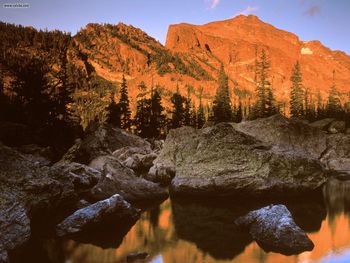Hallett Peak And Lake Haiyaha At Sunrise Rocky Mountain National Park Colorado screenshot