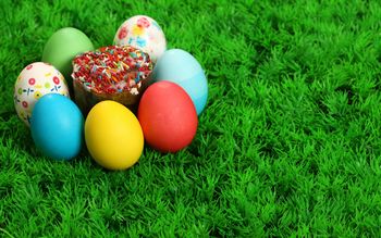 Holidays Easter Easter And Eggs On The Grass screenshot