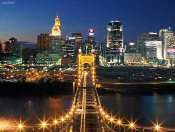 John A Roebling Suspension Bridge And Cincinnati Skyline screenshot