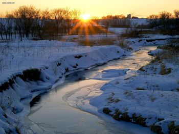 Landscapes Winter Sunset Along Franklin Creek Lee County Illinois screenshot