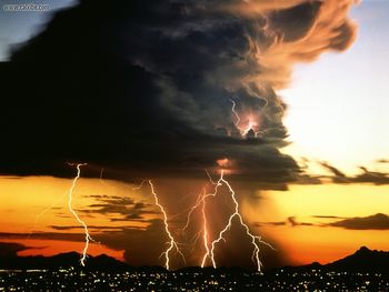 Lightning Storm Over City Lights screenshot
