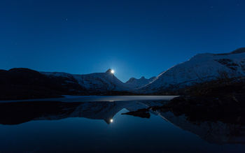 Moon Behind Mountain Reflection screenshot