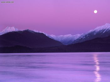 Moonset Over Hood Canal Olympic Mountains Seabeck Washington screenshot