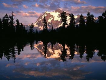 Mount Shuksan Reflected In Highwood Lake, Mount Baker Snoqualmie National Forest, Washington screenshot