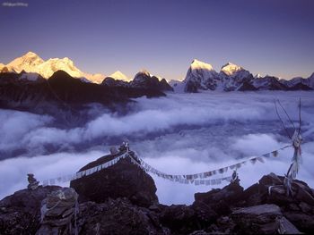 Prayer Flags On Everest, Nepal screenshot