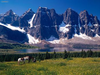 Ramparts And Amethyst Lake Jasper National Park Alberta Canada screenshot