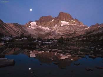 Ritter Range And Garnet Lake At Moonset Ansel Adams Wilderness California screenshot