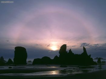 Sun Ring Around Sea Stacks Oregon Islands Bandon Oregon screenshot