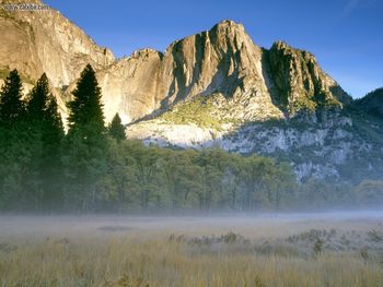 Sunrise Colors Castle Cliffs Above Leidig Meadows Yosemite National Park California screenshot