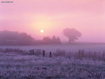 Sunrise Over Frosty Farmland Norfolk England screenshot