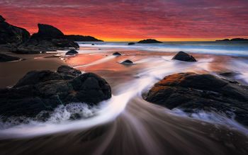 Sunset Rocks Shore Beach Stream screenshot