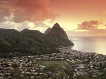 Sunset View Of The Pitons And Soufriere St Lucia screenshot