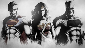 Superman Wonder Woman Batman Fan Art 4K screenshot