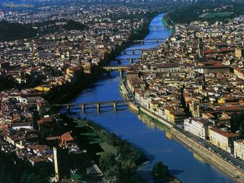 The Arno River In Florence From Air screenshot