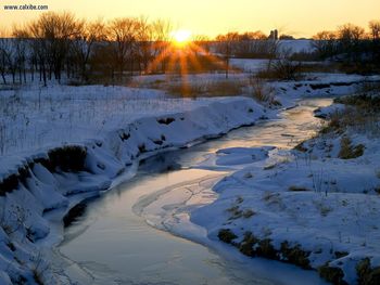 Winter Sunset Along Franklin Creek Lee County Illinois screenshot