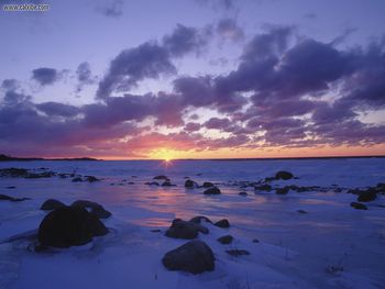 Winter Sunset Over Lake Michigan Michigan screenshot